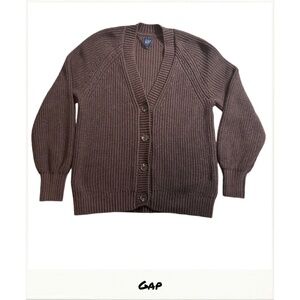 Gap Boyfriend Shaker Knit Cardigan Sweater Jumper Womens Medium Chocolate Brown